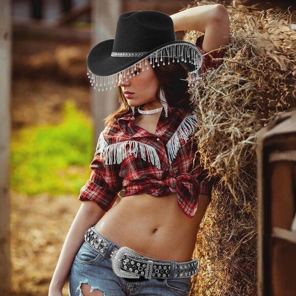 Cowgirl Hat Rhinestones Jewelry Set Western Party Accessory for Women main image 7